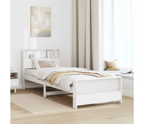 Voodi Raam Peaga Valge 90 X 190 Cm Tehispuit