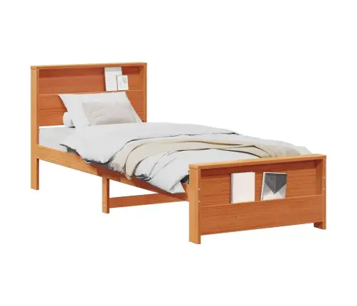 Gultas Rāmis Vaska Brūna 75 X 190 Cm Priedes Masīvkoks Vidaxl