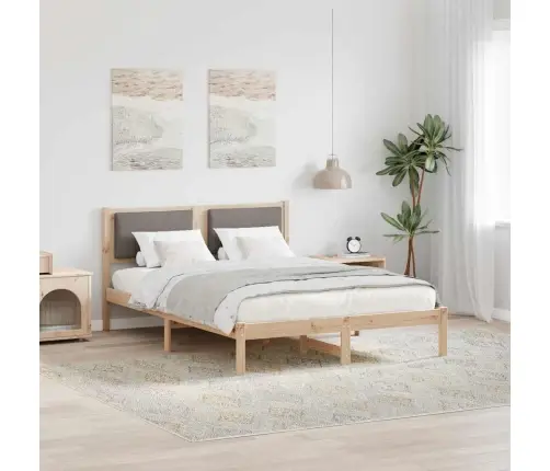 Gultas Rāmis Pelēkbrūna 160 X 200 Cm Ciets Priedes Koks Vidaxl