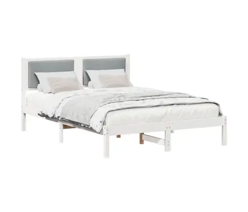 Gultas Rāmis Gaiši Pelēks 140 X 200 Cm Ciets Priedes Koks Vidaxl