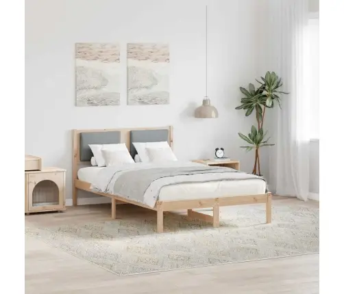 Gultas Rāmis Gaiši Pelēks 120 X 200 Cm Ciets Priedes Koks Vidaxl