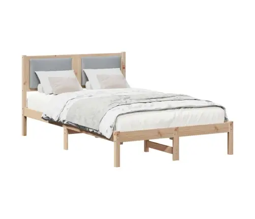 Gultas Rāmis Gaiši Pelēks 120 X 200 Cm Ciets Priedes Koks Vidaxl