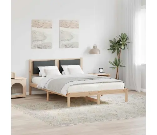 Gultas Rāmis Tumši Pelēks 140 X 190 Cm Ciets Priedes Koks Vidaxl