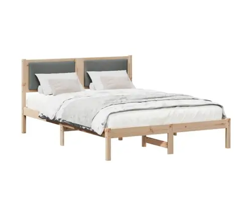 Gultas Rāmis Tumši Pelēks 140 X 190 Cm Ciets Priedes Koks Vidaxl