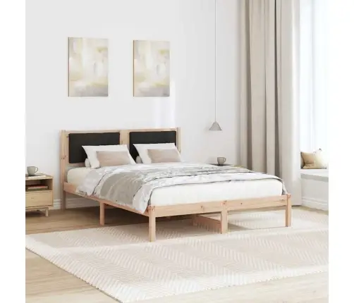 Gultas Rāmis Melna 140 X 190 Cm Ciets Priedes Koks Vidaxl