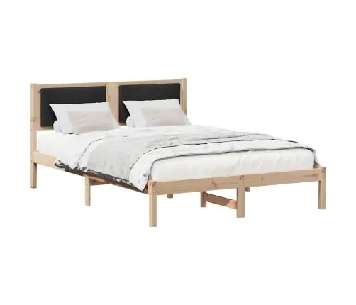 Gultas Rāmis Melna 140 X 190 Cm Ciets Priedes Koks Vidaxl