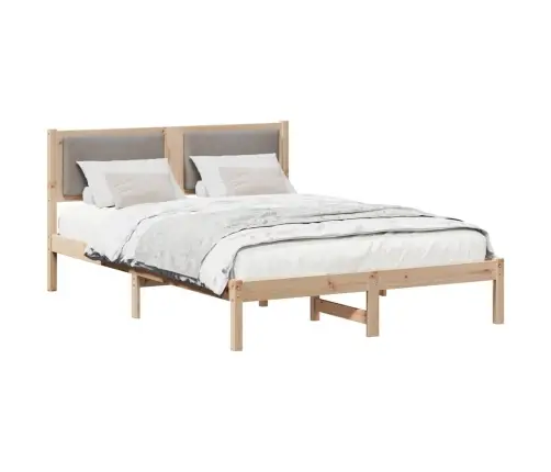 Gultas Rāmis Pelēkbrūna 140 X 190 Cm Ciets Priedes Koks Vidaxl