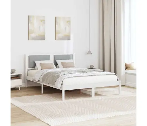 Gultas Rāmis Gaiši Pelēks 140 X 190 Cm Ciets Priedes Koks Vidaxl