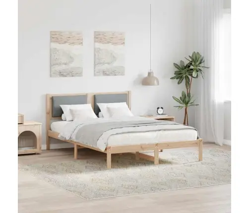 Gultas Rāmis Gaiši Pelēks 135 X 190 Cm Ciets Priedes Koks Vidaxl