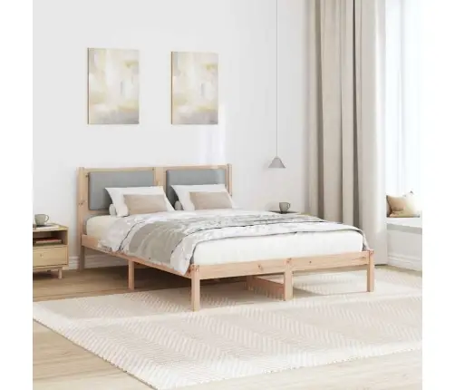 Gultas Rāmis Gaiši Pelēks 135 X 190 Cm Ciets Priedes Koks Vidaxl