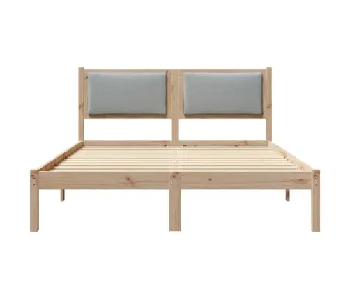 Gultas Rāmis Gaiši Pelēks 135 X 190 Cm Ciets Priedes Koks Vidaxl