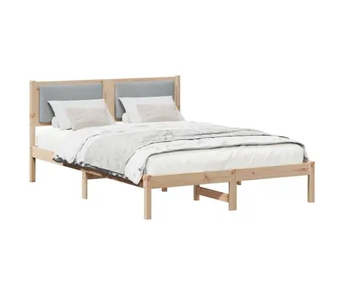 Gultas Rāmis Gaiši Pelēks 135 X 190 Cm Ciets Priedes Koks Vidaxl