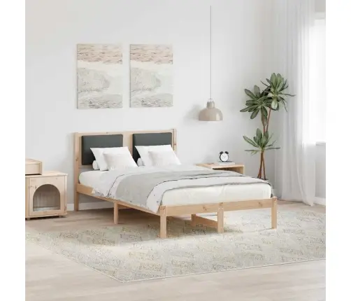 Gultas Rāmis Tumši Pelēks 120 X 190 Cm Ciets Priedes Koks Vidaxl