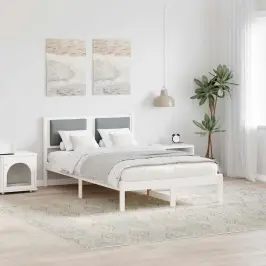 Gultas Rāmis Gaiši Pelēks 120 X 190 Cm Ciets Priedes Koks Vidaxl