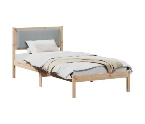 Voodi Raam Peaga Helehall 90 X 200 Cm Tahke Mänd