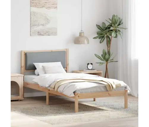 Voodi Raam Peaga Helehall 90 X 190 Cm Tahke Mänd