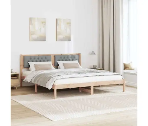 Gultas Rāmis Ar Galvas Klāju Gaiši Pelēks 160 X 200 Cm Audums Vidaxl