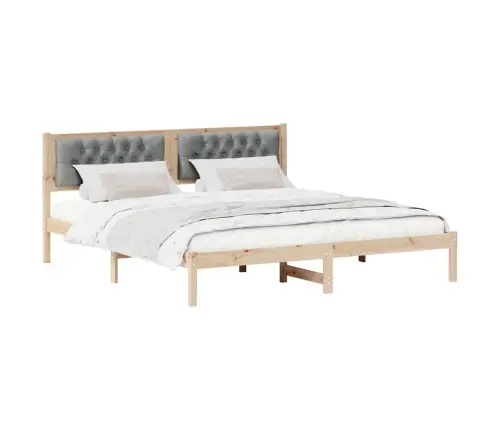 Gultas Rāmis Ar Galvas Klāju Gaiši Pelēks 160 X 200 Cm Audums Vidaxl