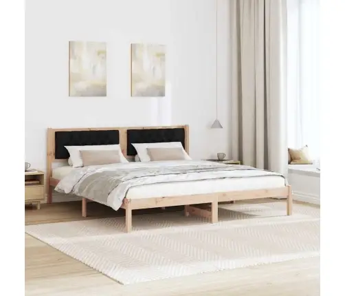 Voodi Raam Peaga Must 160 X 200 Cm Tahke Mänd