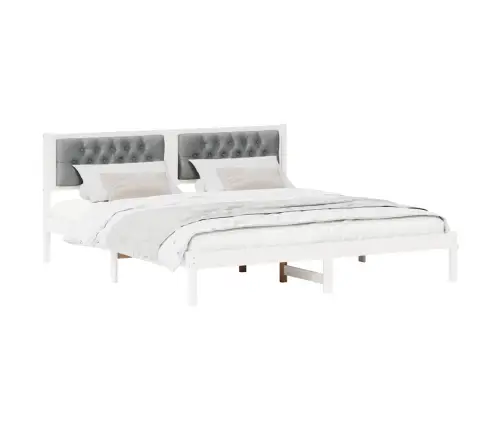 Voodi Raam Peaga Helehall 160 X 200 Cm Tahke Mänd