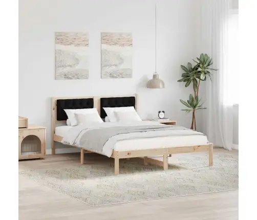 Gultas Rāmis Ar Galvas Klāju Melna 150 X 200 Cm Audums Vidaxl