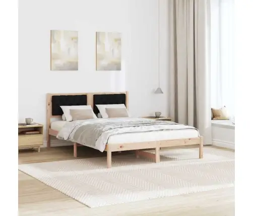 Gultas Rāmis Ar Galvas Klāju Melna 150 X 200 Cm Audums Vidaxl