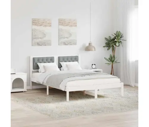 Gultas Rāmis Ar Galvas Klāju Gaiši Pelēks 140 X 200 Cm Audums Vidaxl