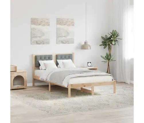 Voodi Raam Peaga Helehall 120 X 200 Cm Tahke Mänd