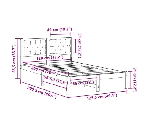 Gultas Rāmis Ar Galvas Klāju Tumši Pelēks 120 X 200 Cm Audums Vidaxl