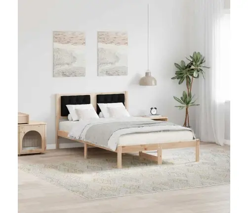 Gultas Rāmis Ar Galvas Klāju Melna 120 X 200 Cm Audums Vidaxl