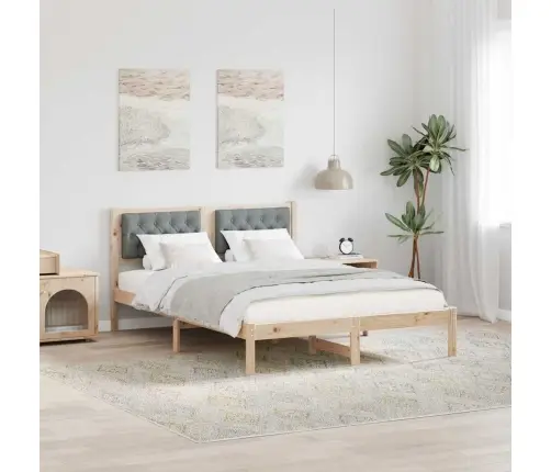 Gultas Rāmis Ar Galvas Klāju Gaiši Pelēks 140 X 190 Cm Audums Vidaxl