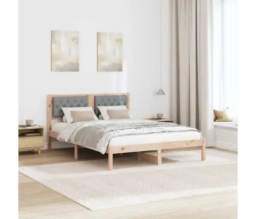 Gultas Rāmis Ar Galvas Klāju Gaiši Pelēks 140 X 190 Cm Audums Vidaxl