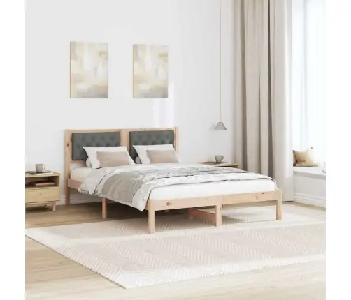 Gultas Rāmis Ar Galvas Klāju Tumši Pelēks 140 X 190 Cm Audums Vidaxl