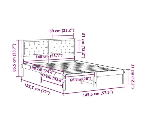 Lovos Rėmas Taupe 140 X 190 Cm Kietos Pušies Mediena