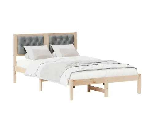 Gultas Rāmis Ar Galvas Klāju Gaiši Pelēks 135 X 190 Cm Audums Vidaxl