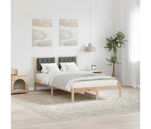 Gultas Rāmis Ar Galvas Klāju Tumši Pelēks 135 X 190 Cm Audums Vidaxl