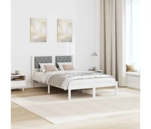 Voodi Raam Peaga Helehall 135 X 190 Cm Tahke Mänd