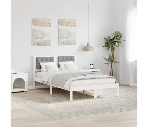 Gultas Rāmis Ar Galvas Klāju Gaiši Pelēks 120 X 190 Cm Audums Vidaxl