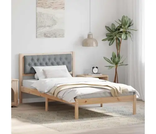 Gultas Rāmis Ar Galvas Klāju Gaiši Pelēks 100 X 200 Cm Audums Vidaxl