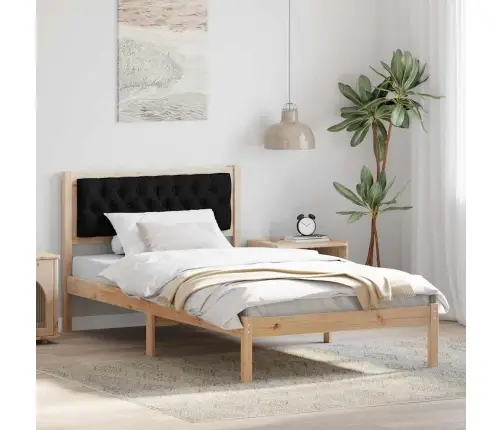 Gultas Rāmis Ar Galvas Klāju Melna 100 X 200 Cm Audums Vidaxl