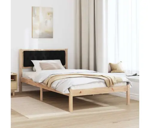 Gultas Rāmis Ar Galvas Klāju Melna 100 X 200 Cm Audums Vidaxl