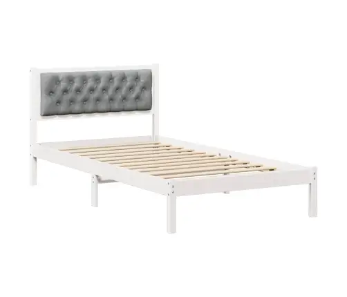 Voodi Raam Peaga Helehall 100 X 200 Cm Tahke Mänd