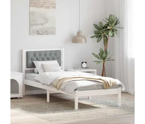 Gultas Rāmis Ar Galvas Klāju Gaiši Pelēks 90 X 200 Cm Audums Vidaxl