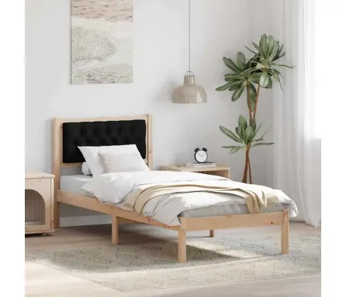 Gultas Rāmis Ar Galvas Klāju Melna 80 X 200 Cm Audums Vidaxl