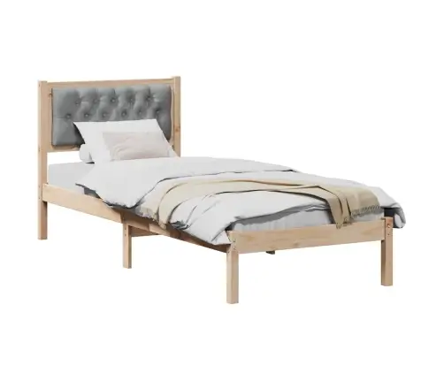 Gultas Rāmis Ar Galvas Klāju Gaiši Pelēks 90 X 190 Cm Audums Vidaxl