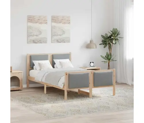 Gultas Rāmis Ar Galvas Klāju Gaiši Pelēks 120 X 200 Cm Audums Vidaxl