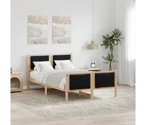 Voodi Raam Peaga Must 120 X 200 Cm Kangas