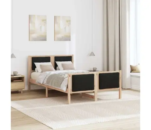 Voodi Raam Peaga Must 120 X 200 Cm Kangas