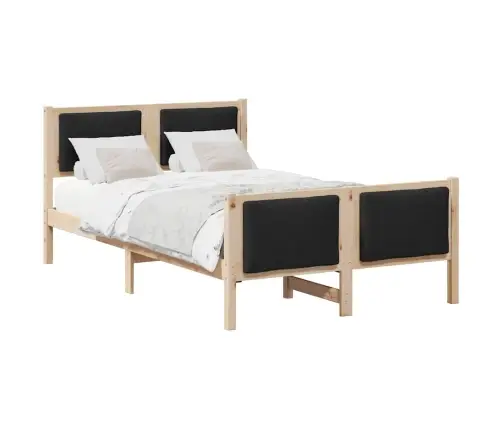 Voodi Raam Peaga Must 120 X 200 Cm Kangas