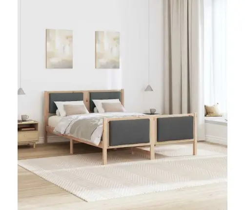 Gultas Rāmis Ar Galvas Klāju Tumši Pelēks 140 X 190 Cm Audums Vidaxl